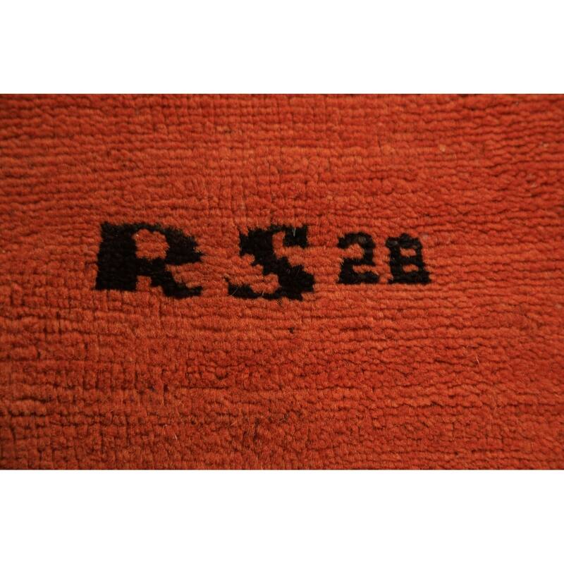 Orange Modern Gabbeh Oriental Area Rug Handmade Wool Carpet - 5'7" x 7'10"