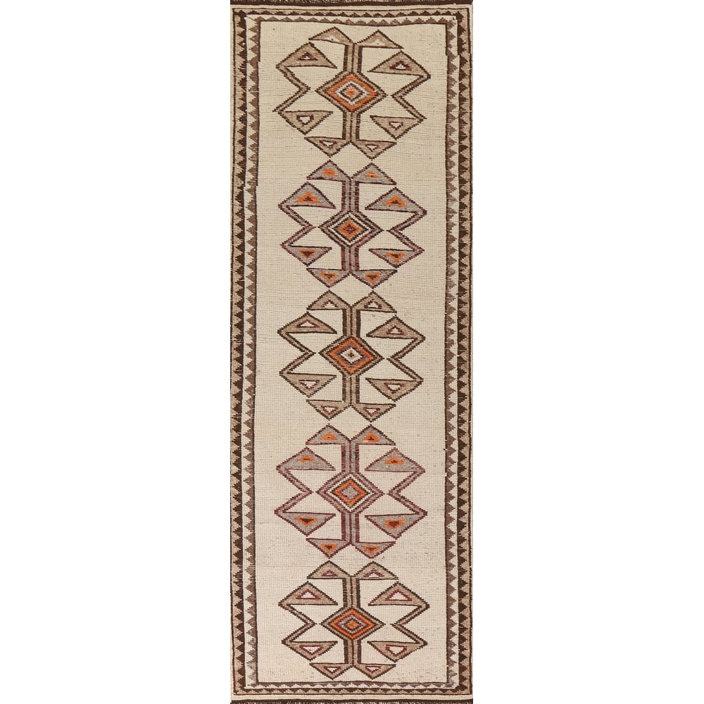 Natural Dye Anatolian Runner Rug Handmade Turkish Wool Carpet - 3'2"x 12'3"