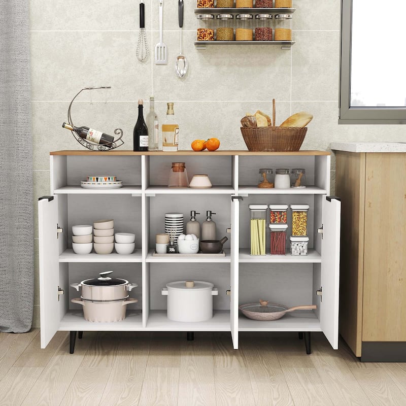 Costway Buffet Sideboard with 3 Open Compartments 3 Doors 5-Posistion - See Details