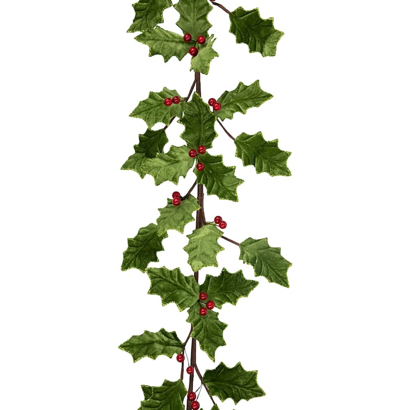 43" Green & Red Glittered Mistletoe Christmas Garland