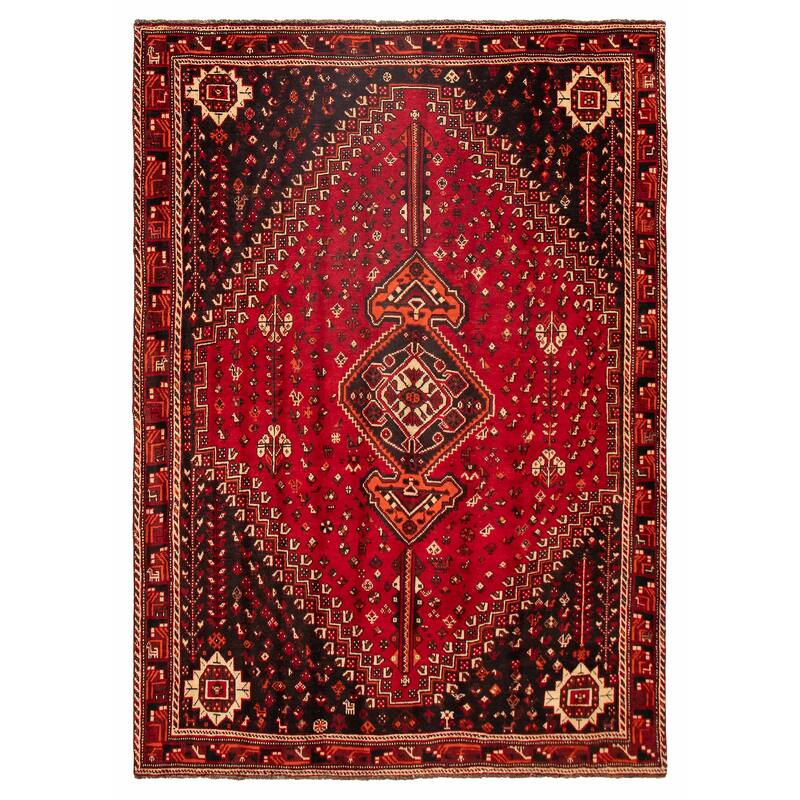 ECARPETGALLERY Hand-knotted Melis Red Wool Rug - 7'1 x 9'10 - Red - 7'1 x 9'10