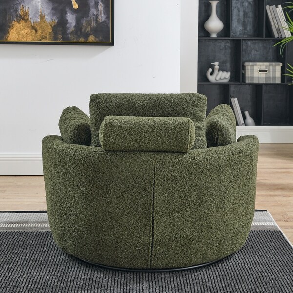 Modern Accent Round Loveseat Circle Swivel Barrel Chairs for Bedroom Cuddle Sofa Chair Lounger Armchair 4 Pillows Teddy Fabric On Sale Bed Bath Beyond 39377456