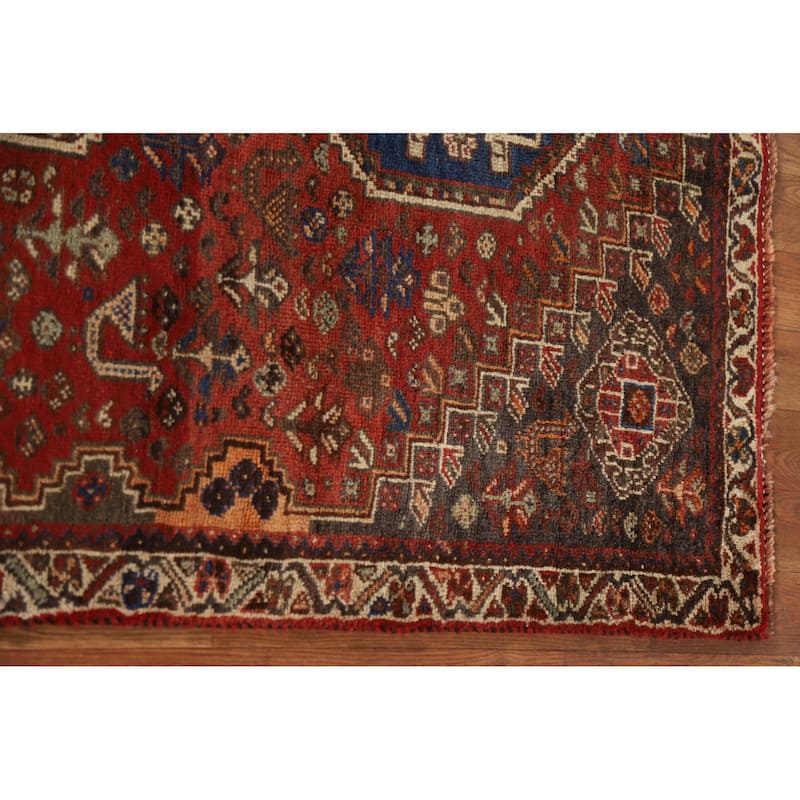 Shiraz Persian Vintage Area Rug Bedroom Handmade Wool Carpet - 3'7"x 5'0"