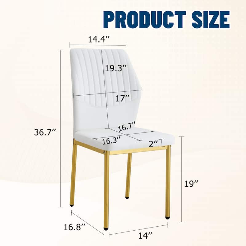 Luxury Simple Chair - Set of 6 PU Material High Resilience Dining Chair, Chair Back Has a Vertical Stripe Design