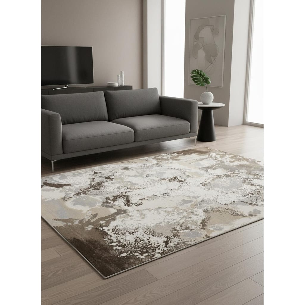 HomeRoots Abstract Modern Rectangle Area Rug - 5' X 8'
