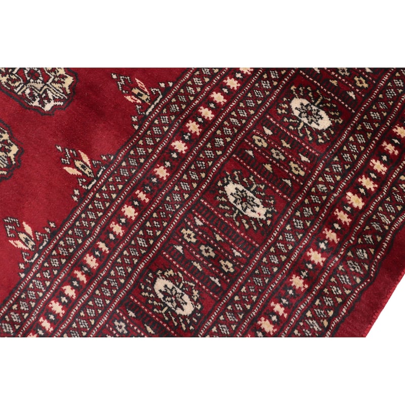Tribal Bokhara Rush Red/Beige Hand Knotted Wool Rug - 6'0'' x 8'4''