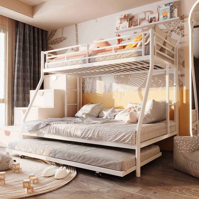 Standard Metal Bunk Bed - Bed Frame for Kids, Teens & Guest Rooms - White