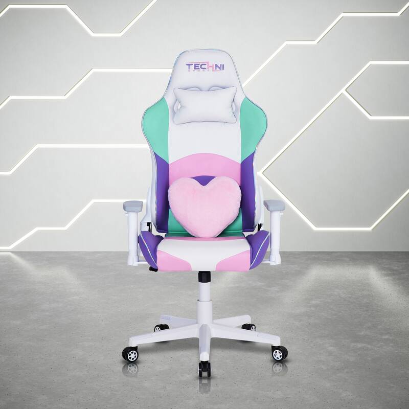 Ergonomic Office-PC Gaming Chair with 150° Recline, Memory Foam, Adjustable Armrests, and Lumbar Cushion - Pink