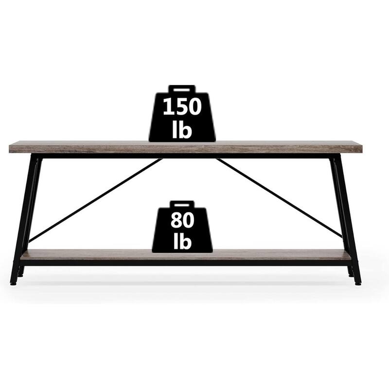 70.9"Light Gray & Black Industrial Sofa Table - Extra Long Entryway Console