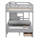 preview thumbnail 17 of 15, Gray Full Pine Convertible Bunk Bed with Staircase, Drawer, and Table Set