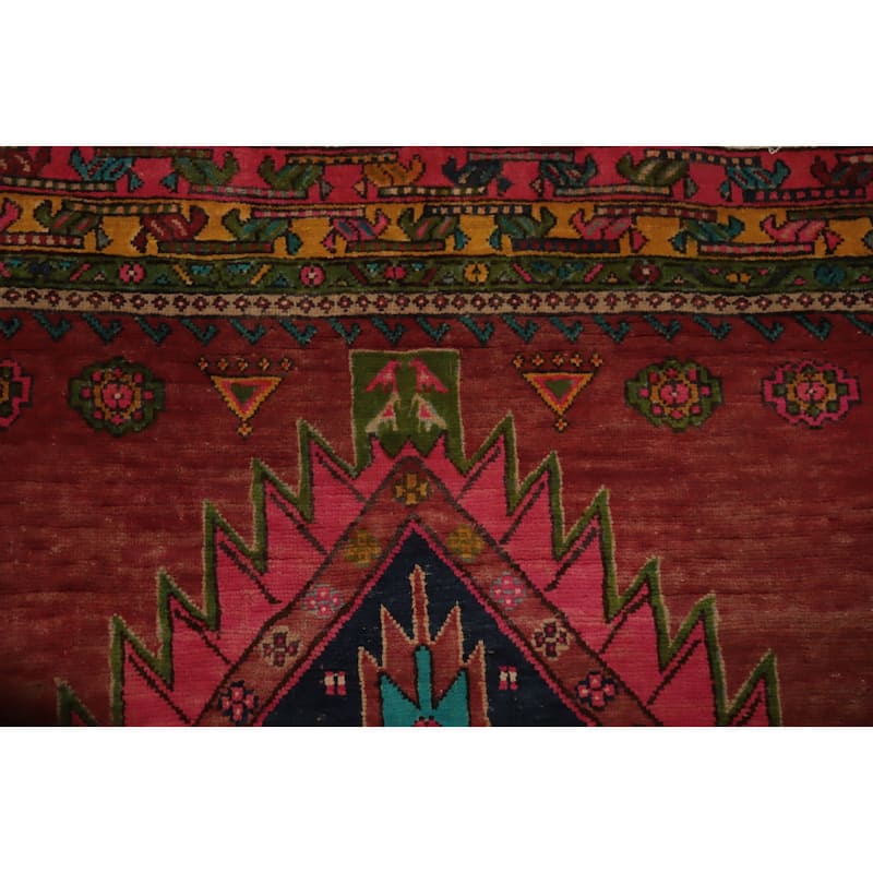 Hand Knotted Oriental 100% Wool Carpet Traditional Geometric Red Meshkin Area Rug - 7' 7'' X 4' 1''