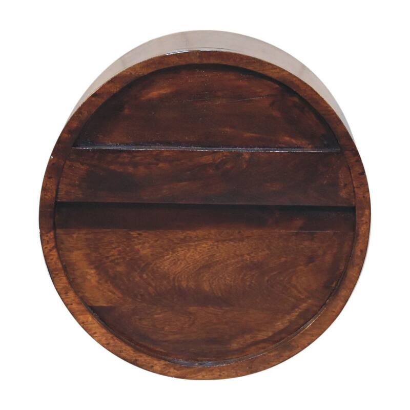 HomeRoots 16" Chestnut Solid Wood Round One Drawer Floating Nightstand