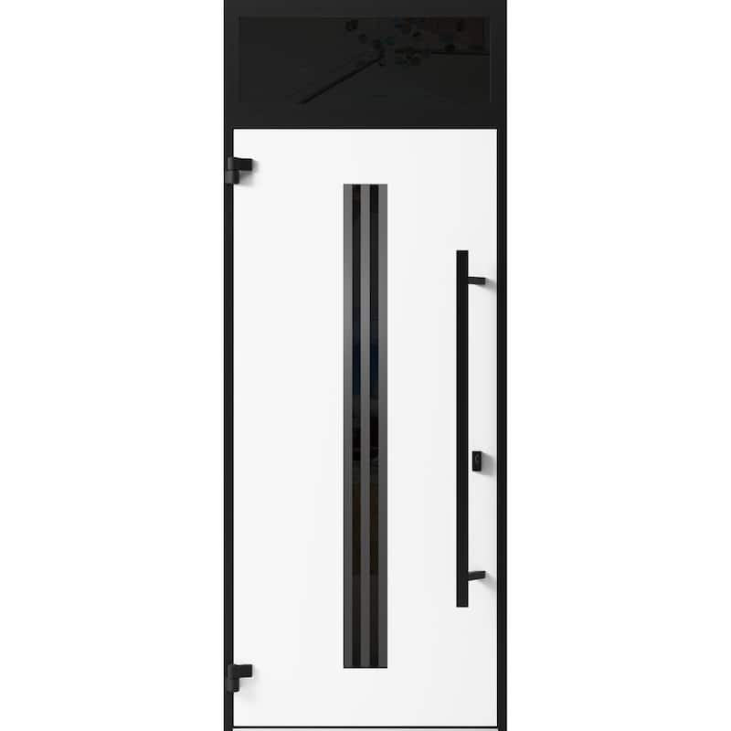 Front Exterior Prehung Steel Door Ronex 1055 Teak Entry Metal Painted W36xH80 Left hand Inswing