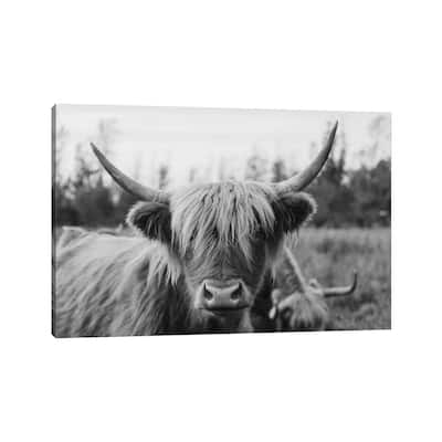 iCanvas "Highland Cow Black and White" by Chelsea Victoria Canvas Print