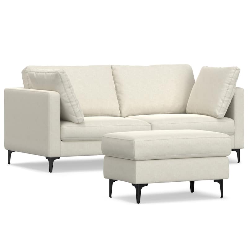 WYNDENHALL Lana 76-inch Sofa and Ottoman Set in Tightly Woven Performance Fabric