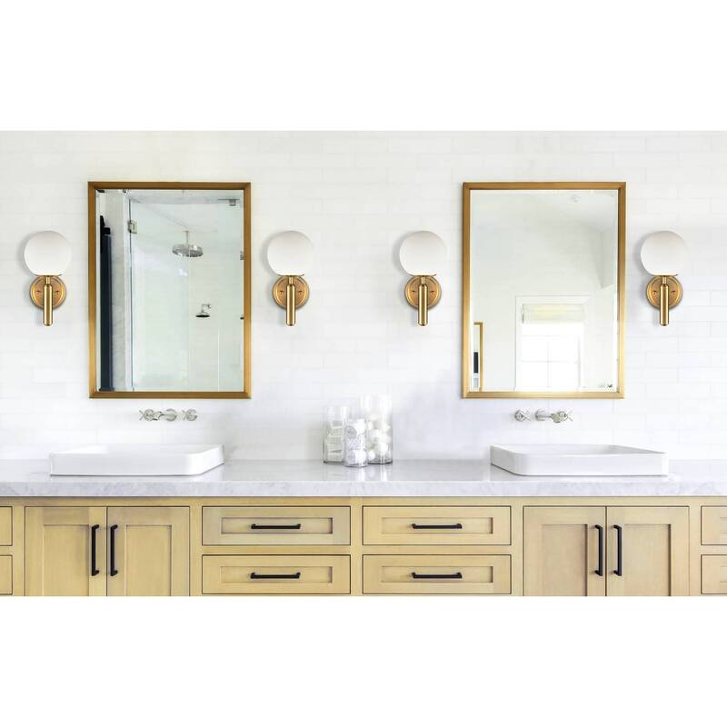 Sora Mid-Century Modern Wall Sconces With Opal Globe Shade Set of 2