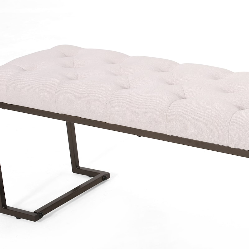 Roomfitters Upholstered Button Tufted Bench with Metal Frame, Entryway or Bedroom Accent Seat