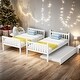 preview thumbnail 2 of 68, Twin Over Twin Rubber Wood Bunk Bed with Trundle, Convertible into 2 Twin Size Beds