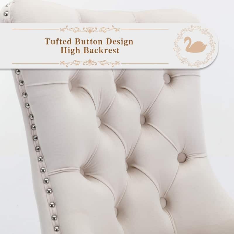 Tufted Naliheads Solid Wood Upholstered Dining Chairs Set of 6