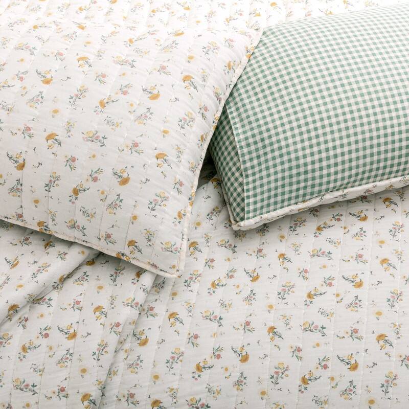 Wonderful Cotton Voile Quilt Set 3 Piece Floral Printed