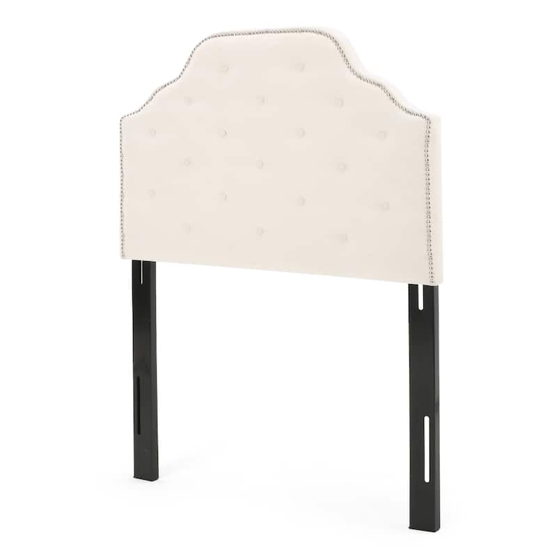 Roomfitters Twin Size Upholstered Headboard with Tufted Diamond Stitch and Nailhead Trim