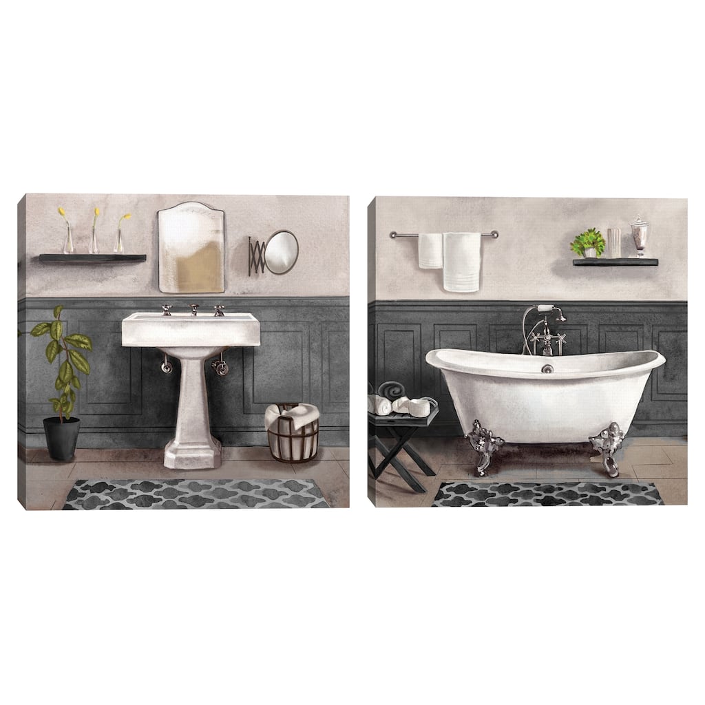 Serene Bath I Black & White, Serene Bath II Black & White by Bannarot Canvas Art Prints