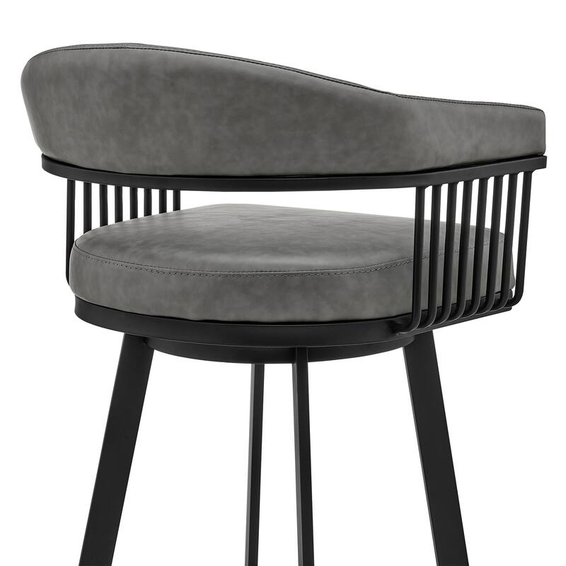 Bronson Faux Leather Upholstered Metal Swivel Bar or Counter Stool