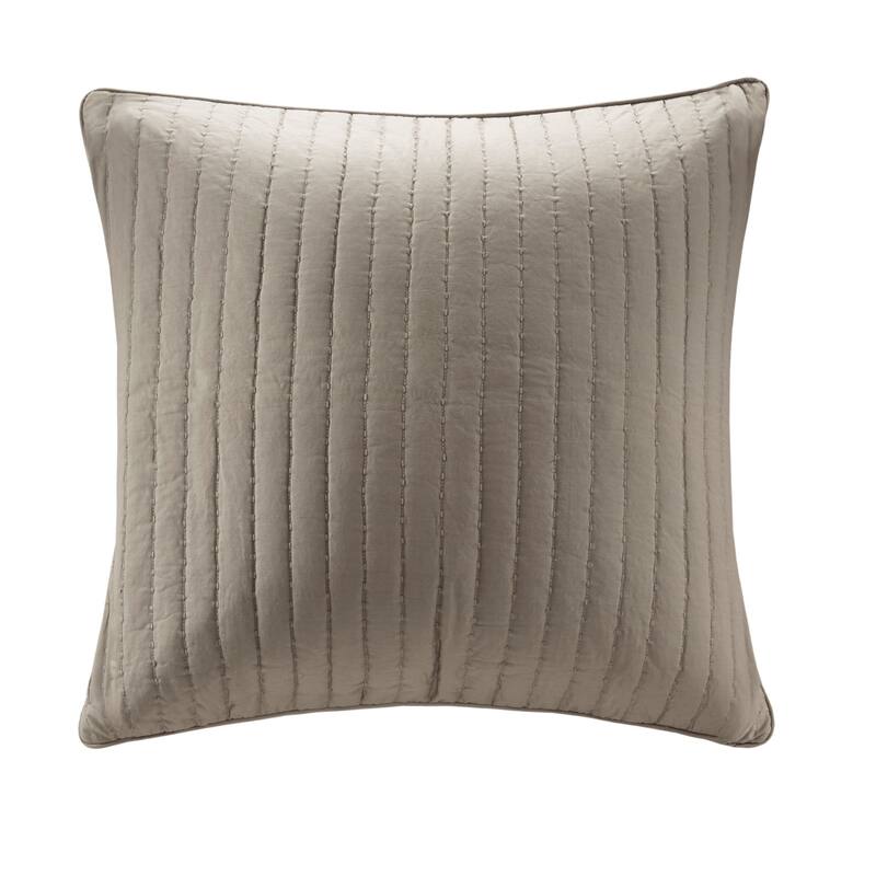 INK+IVY Camila Cotton Quilted Euro Sham - Taupe - Euro Square