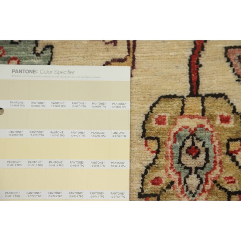 Hand Knotted Traditional Wool Beige Geometric Area Rug - 10' 9'' X 8' 3''