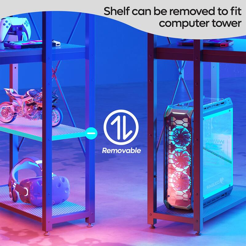 Computer Desk Home Office Computer Desk with 4 Shelves & Hooks