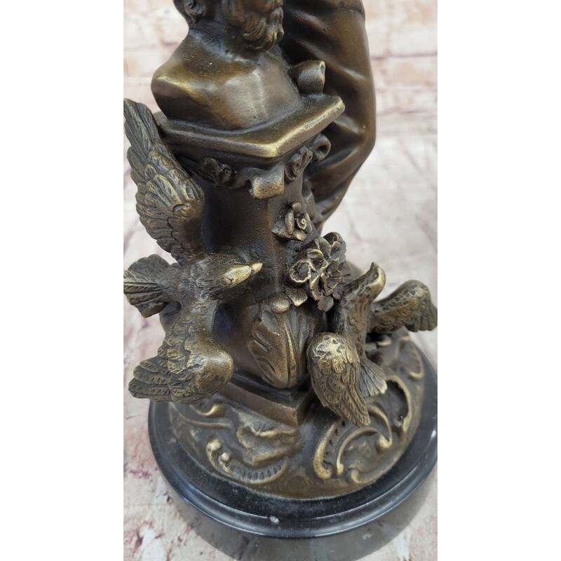 Greek Roman Mythology Goddess Aphrodite With Bust Of Philosopher Bronze Sculpture