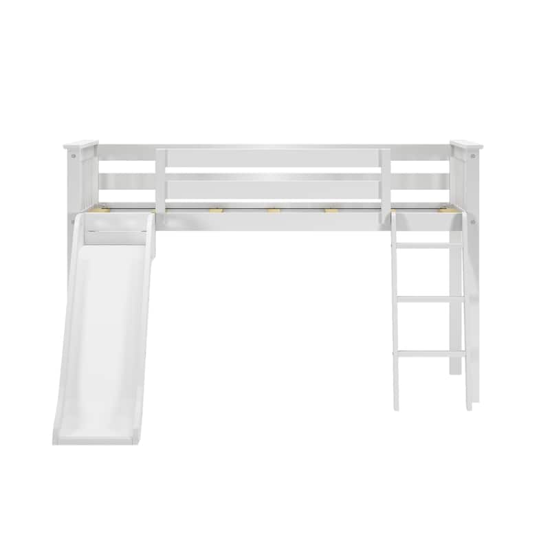 Max and Lily Classic Twin-Size Low Loft with Easy Slide and Curtain