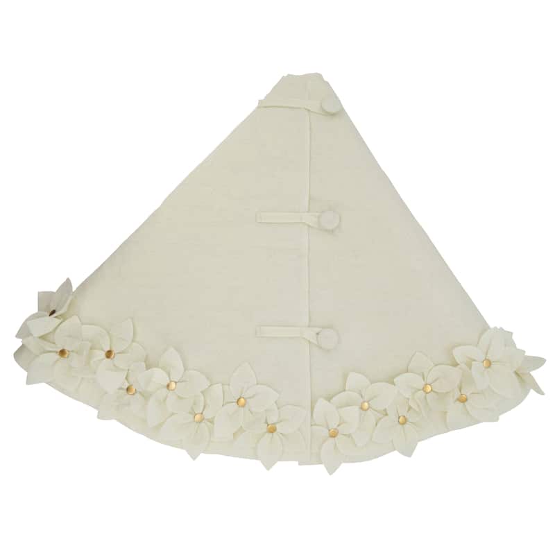 Christmas Tree Skirt With Felt Flower Design