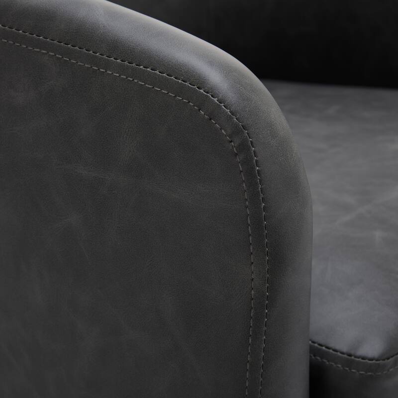 2 Set Modern Vegan Faux Leather Swivel Barrel Accent Chair
