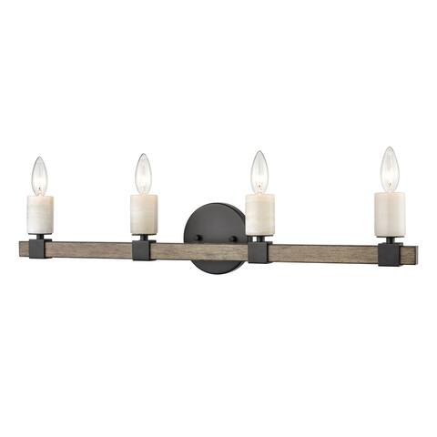 Stone Manor 4-Light vanity light in Matte Black / Aspen
