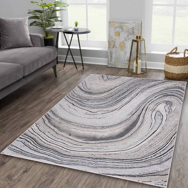 Nevada Collection Abstract Marble Area Rug