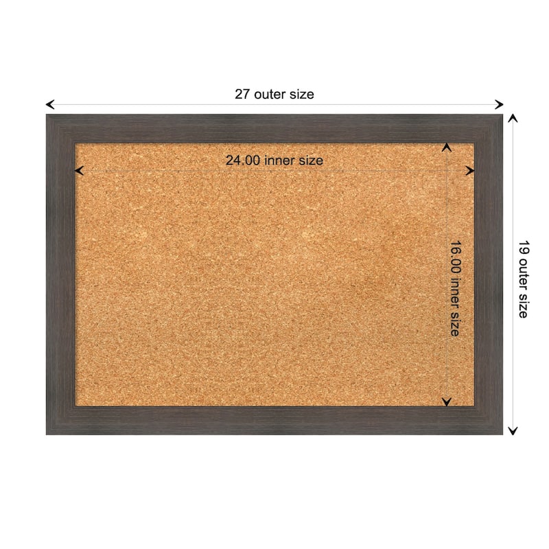 Hardwood Narrow Wood Framed Natural Corkboard Bulletin Board - Hardwood Chocolate Narrow - Board Size 24x16