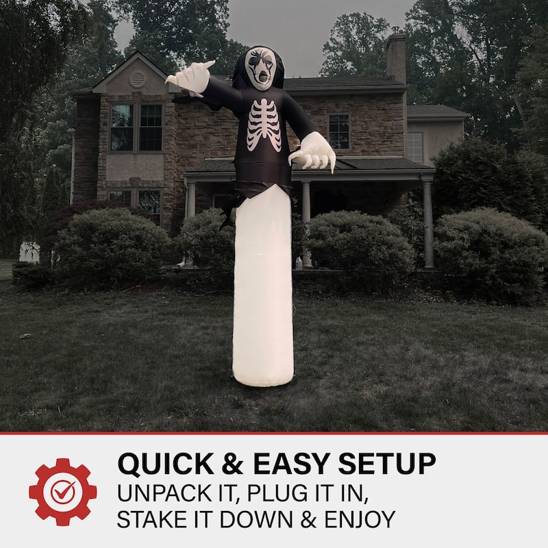 Haunted Hill Farm 12-Ft. Tall Pre-lit Inflatable Grim Reaper