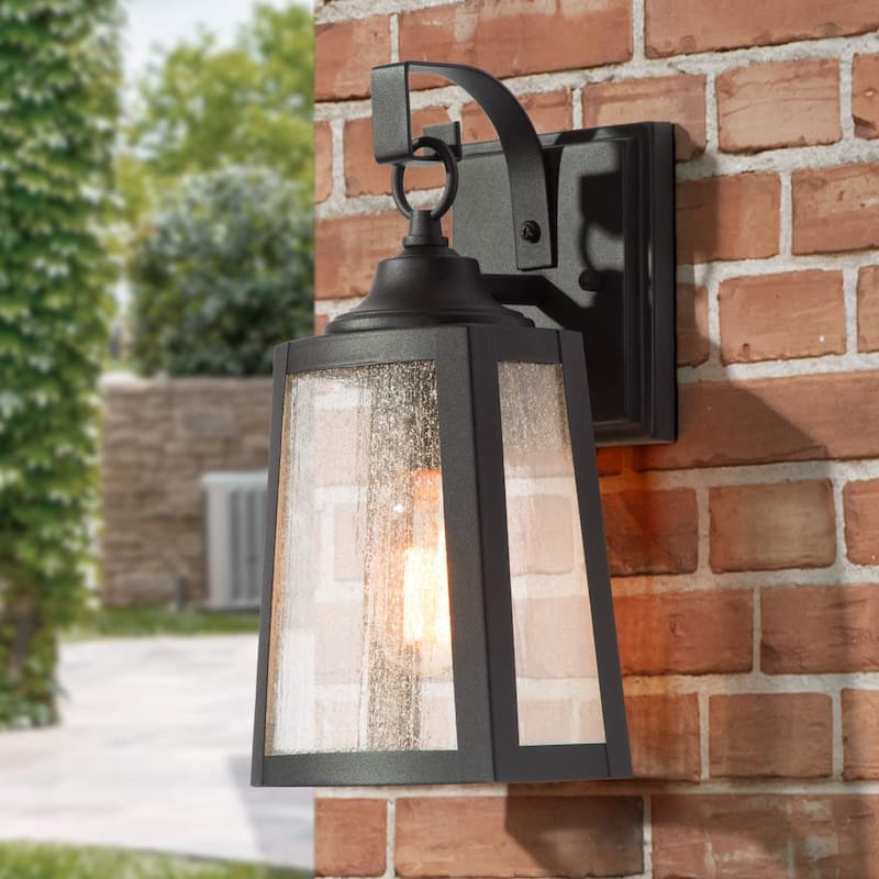 Aary Farmhouse Black Indoor/Outdoor Wall Sconce, 1-Light Modern LED Patio Wall Lantern - L5.5"*W5.9"*H11" - Black