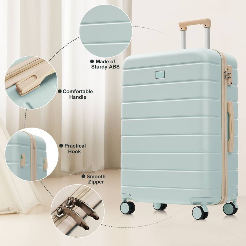 3 Piece Premium ABS Luggage Set, 20/24/28" Hardside Suitcases with 360° Spinner Wheels and TSA Lock, for Men and Women Travel