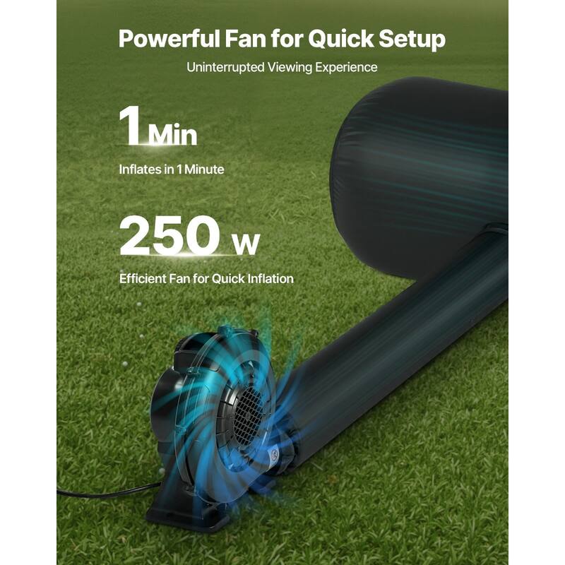Wrinkle-Free 600D Fabric, Silent Blower Quick Setup Portable Backyard Projection Screen for Camping Parties & Home Theater