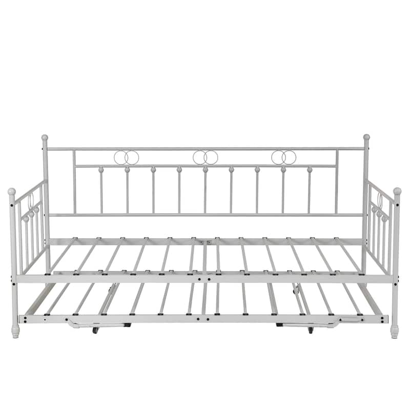 Twin Steel Metal Daybed With Pop-Up Trundle