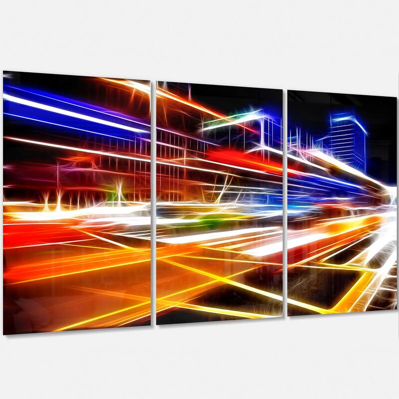 Designart 'High Speed Traffic Trails' Cityscape Digital Art Metal Wall Art