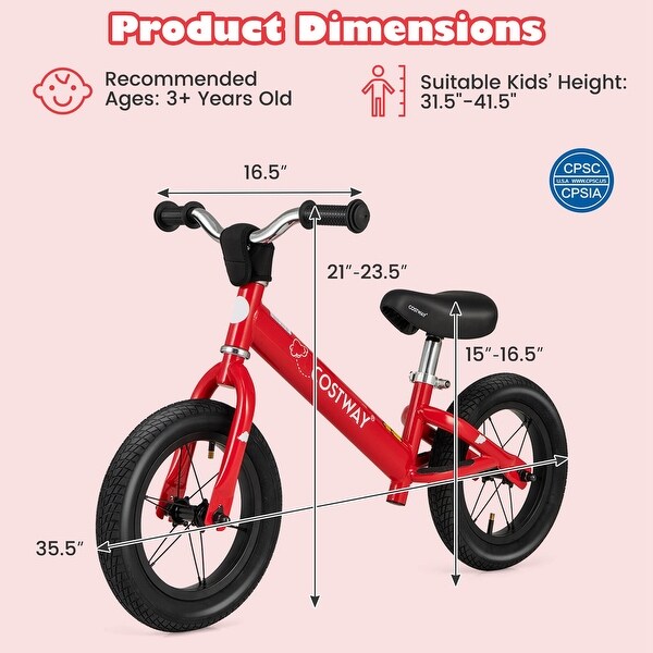 Costway 12 Inch Toddler Balance Bike No Pedal Training