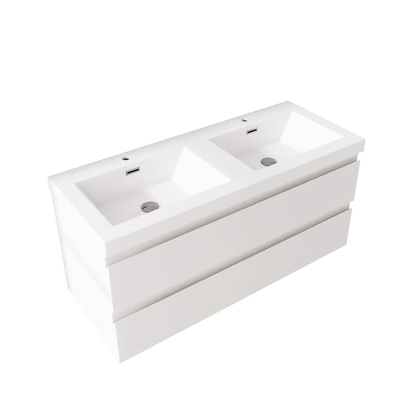 Angela 47 in.W x 19.5 in.D x 20.5 in.H Wall-Mounted Bath Vanity with White Cultured Marble Top
