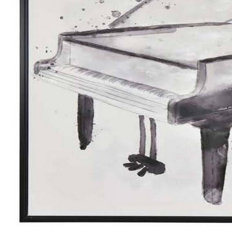 30 x 40 Framed Wall Art Painting, Guitar and Piano, Black, White