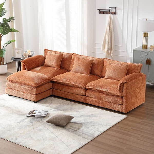 Chenille Fabric L-Shape Comfy Oversized three-seat Modular