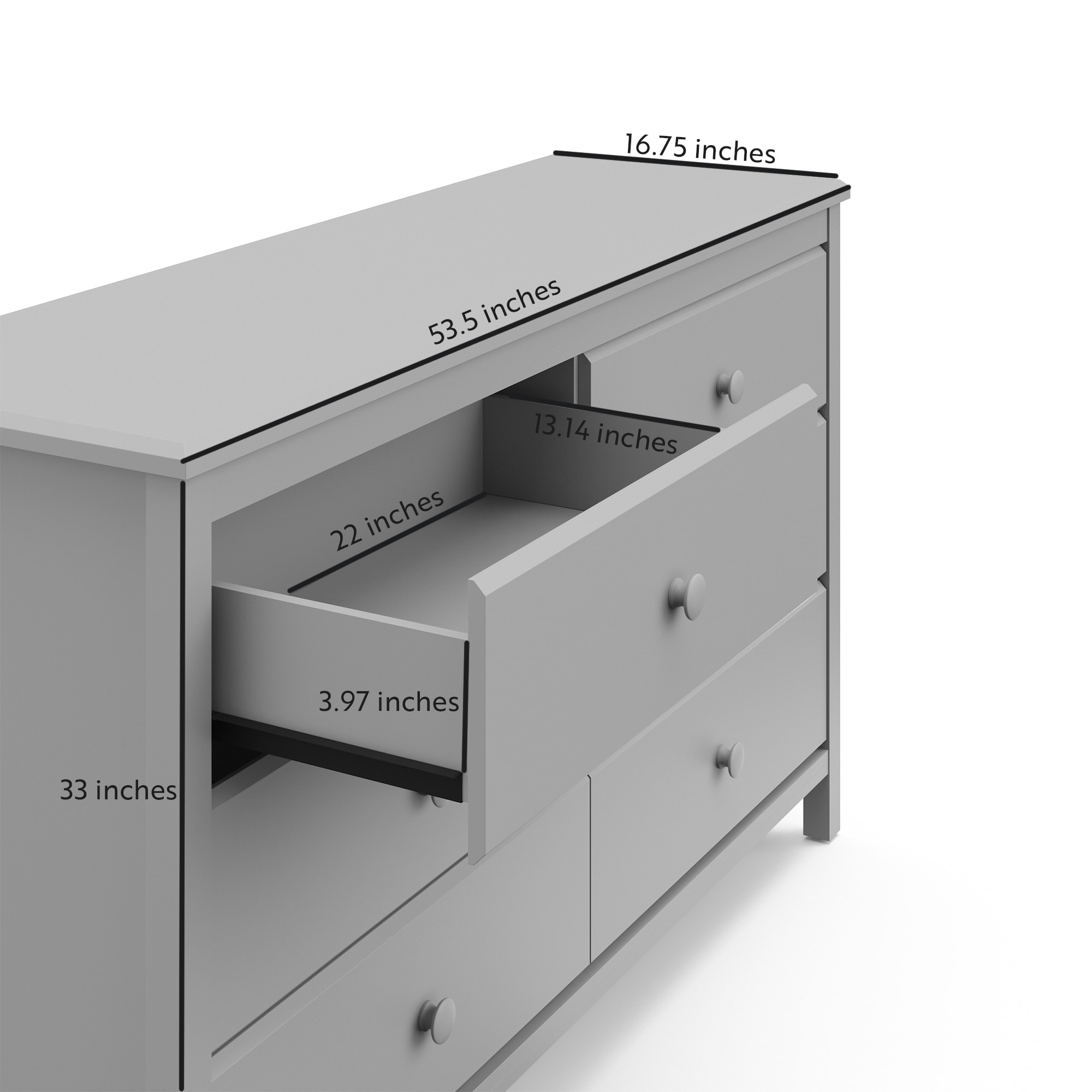 alpine 6 drawer double dresser