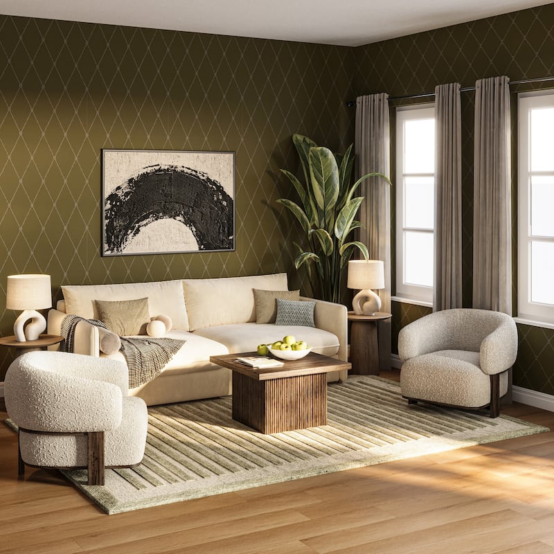 Carmeon Hamilton Caly Modern Bordered Wool Rug