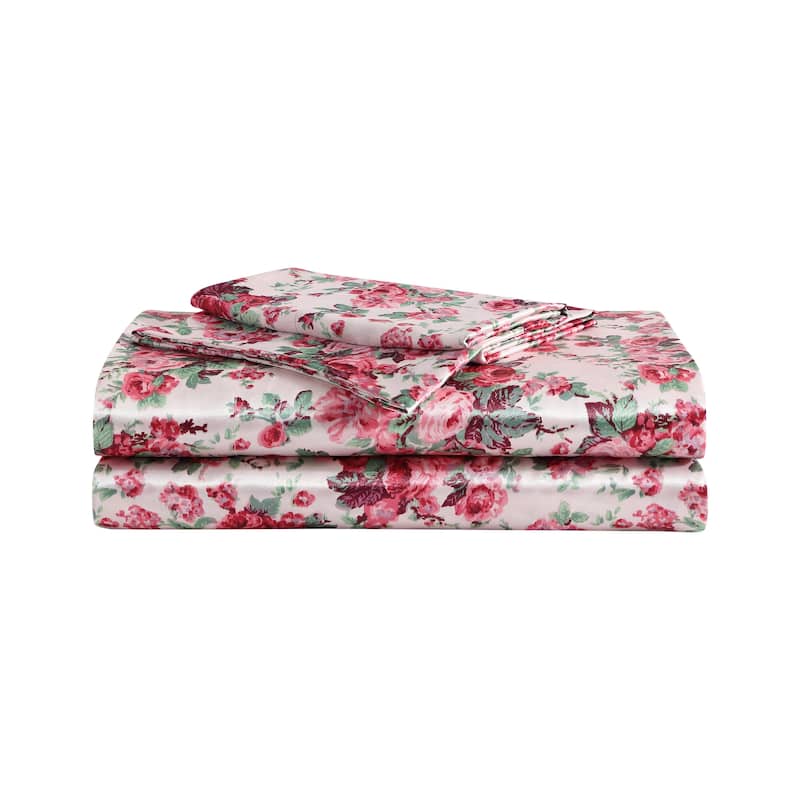 Betsey Johnson Satin Sheet and Pillowcase Sets - Twin - Vintage Floral